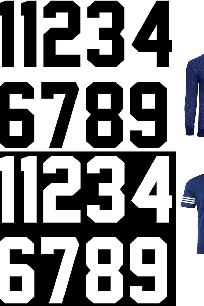 22 Pieces Iron on Numbers Tee Heat Transfer 0 to 9 Jersey Numbers for Team Uniform Sports(Black, White,8 Inch)