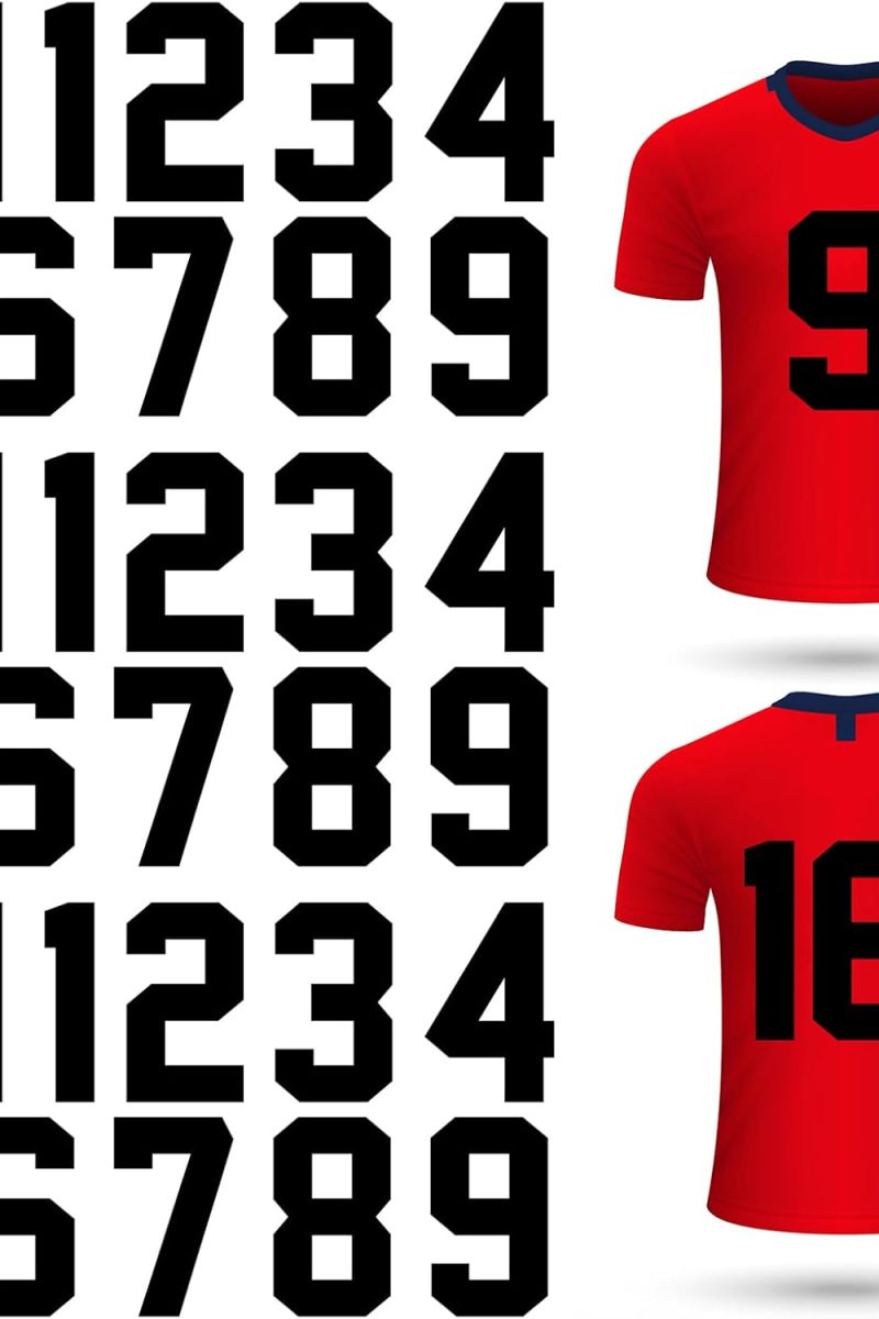 33 Pcs 8 Inch Iron on Numbers Jersey Heat Transfer Numbers Big 0 to 9 Heat Press Numbers Stickers for Sports T Shirts Football Basketball Baseball Team Uniform Fabric Clothing (Black)