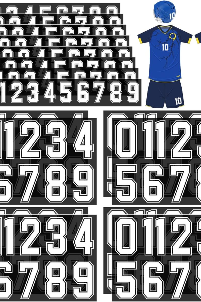 176 Sheets 1936 Pcs Iron on Numbers for Jersey Tee Heat Transfer Numbers 0-9 for Fabric Clothing Sports Jersey Helmet Football Basketball Baseball DIY Team Uniform(White)