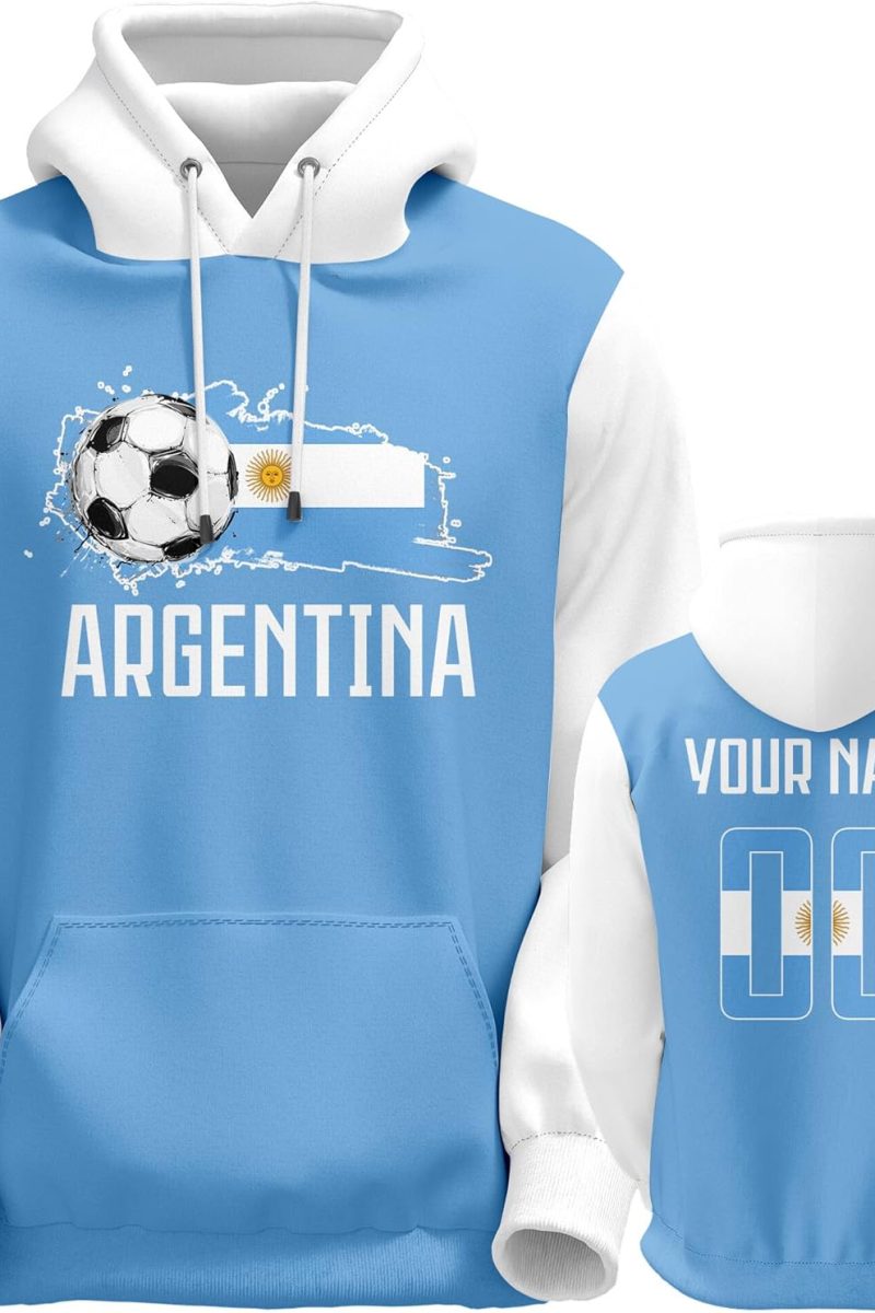 Custom Soccer Hoodies National Flag Design Pullover Sweatshirts Personalize Name Number Fans Gift for Men Ladies Youth