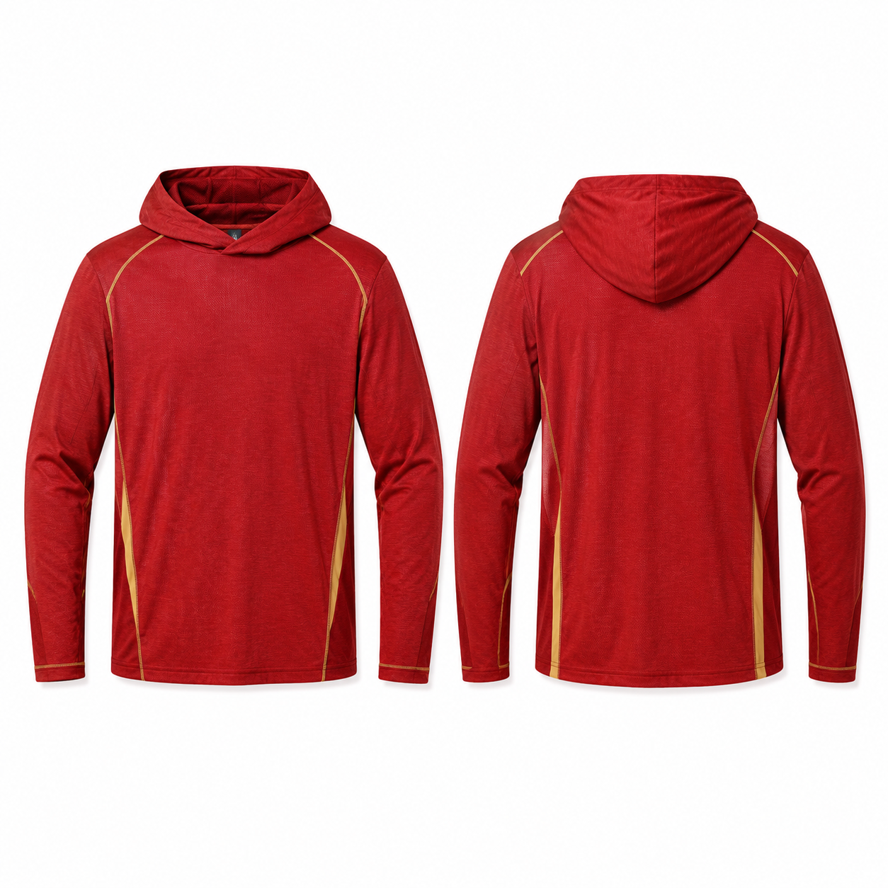 Men's Red and Gold Half-Zip Soccer Sweater