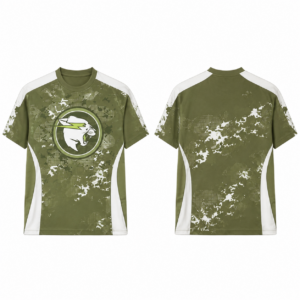White and Green Football Jersey with V-Neck