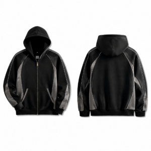 Silver and Black Full Zip Hooded Sweatshirt