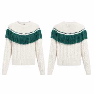 White and Emerald Knit Pullover