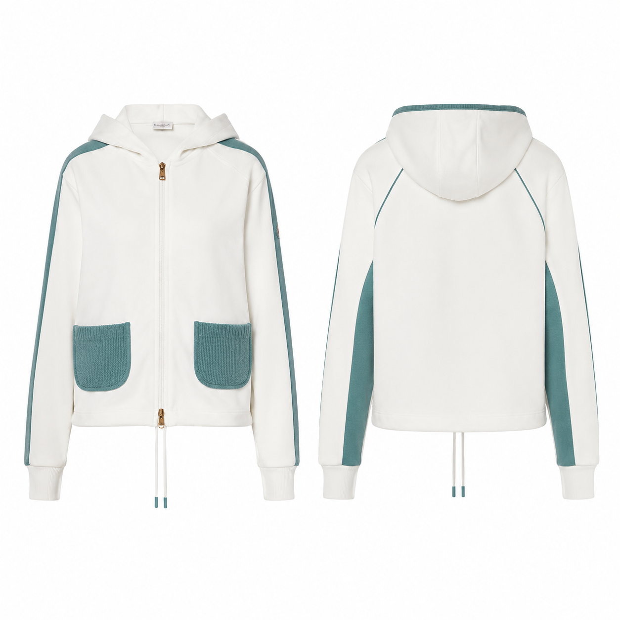 Men's White and Teal V-Neck Soccer Sweater